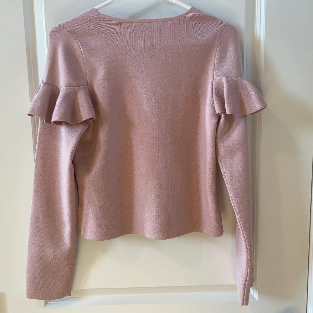 Express Pink Long Sleeve Crop Top w Ruffle Detailing Size Large NWT - Picture 5 of 8